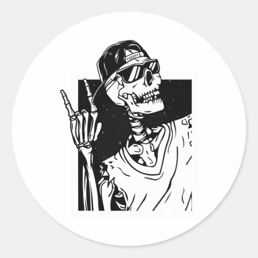 Rock Skeleton Hand Halloween Kostüm Funny Rocker Runder Aufkleber (Vorderseite)