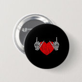 Rock Skeleton Hand Heart Rock and Roll Button (Vorne & Hinten)