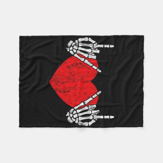 Rock Skeleton Hand Heart Rock and Roll Fleecedecke (Vorderseite (Horizontal))