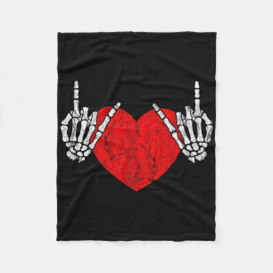 Rock Skeleton Hand Heart Rock and Roll Fleecedecke