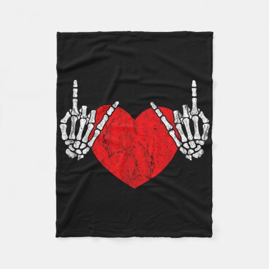 Rock Skeleton Hand Heart Rock and Roll Fleecedecke (Vorderseite)