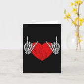 Rock Skeleton Hand Heart Rock and Roll Karte (Gelbe Blume)