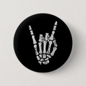 Rock Skeleton Hand Rock'n'Roll Metal Distressed Ha Button (Vorderseite)