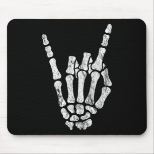Rock Skeleton Hand Rock'n'Roll Metal Distressed Ha Mousepad