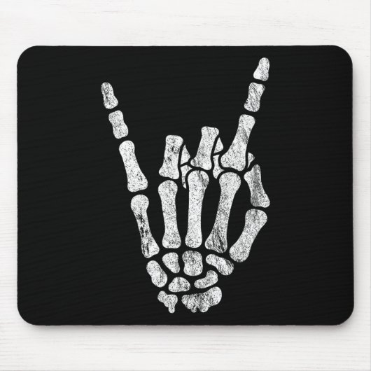 Rock Skeleton Hand Rock'n'Roll Metal Distressed Ha Mousepad (Vorne)