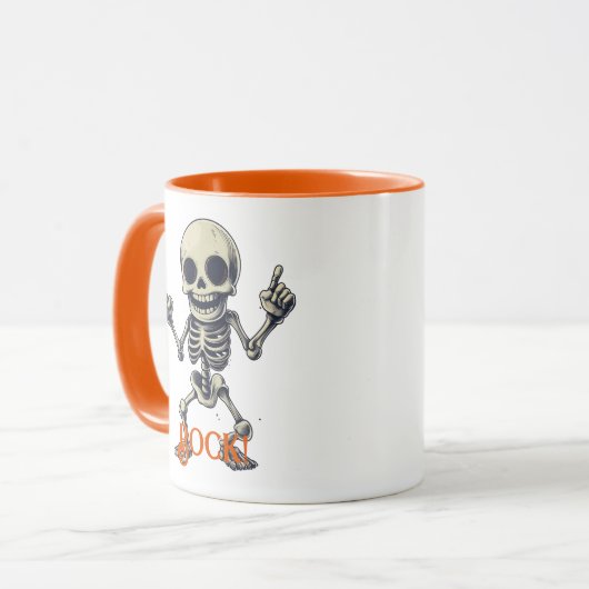 Rock Skeleton Tasse - Fun & Spooky Halloween Vibes (Vorderseite Links)