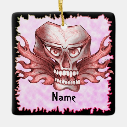 Rock Skull Biker Keramikornament (Vorderseite)