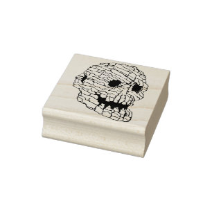 Rock skull Illustration Art Briefmarken Gummistempel