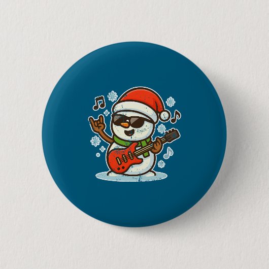 Rock Snowman With Guitar Premium Tri-blend  Button (Vorderseite)
