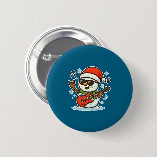 Rock Snowman With Guitar Premium Tri-blend  Button (Vorne & Hinten)
