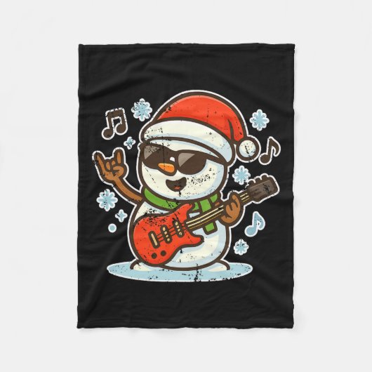 Rock Snowman With Guitar Premium Tri-blend  Fleecedecke (Vorderseite)