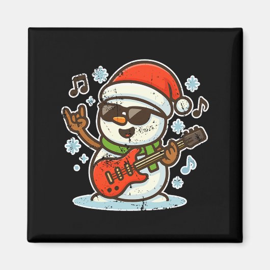 Rock Snowman With Guitar Premium Tri-blend Magnet (Vorne)