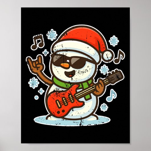 Rock Snowman With Guitar Premium Tri-blend  Poster (Vorne)
