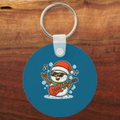 Rock Snowman With Guitar Premium Tri-blend  Schlüsselanhänger (Vorderseite)