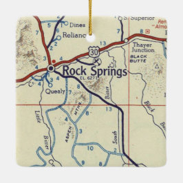 Rock Springs WY Vintag Map Keramikornament
