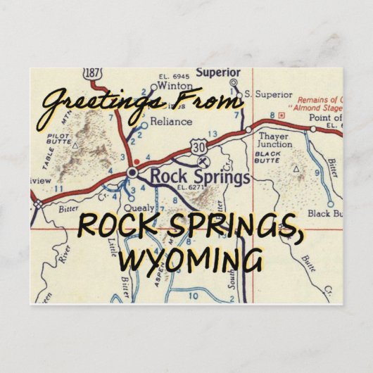 Rock Springs Wyoming Vintag Postkarte (Vorderseite)