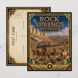 Rock Springs Wyoming Vintage Art Deco Golden Age Postkarte