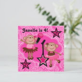 Rock Star Affen Birthday Invite Einladung (Stehend Vorderseite)