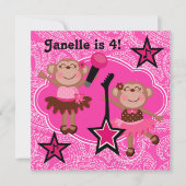 Rock Star Affen Birthday Invite Einladung (Vorderseite)