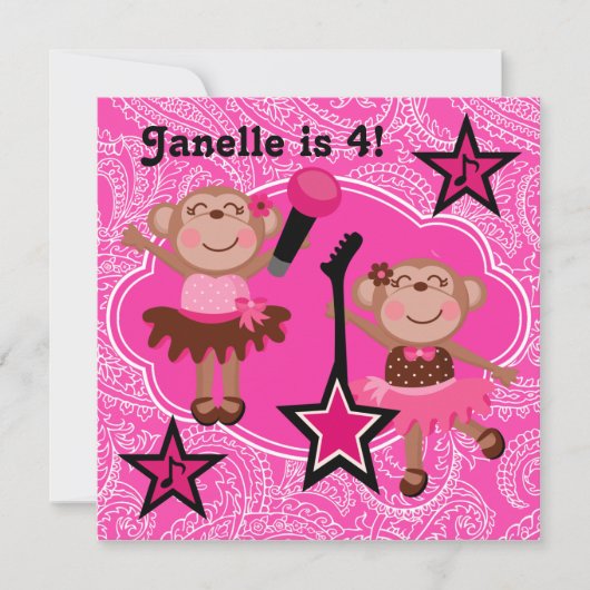 Rock Star Affen Birthday Invite Einladung (Vorderseite)