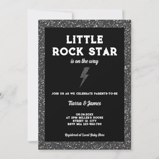 Rock Star Baby Dusche Black Rock and Roll Einladung