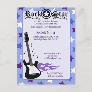 Rock Star Baby Rocker Lila/Blue Post Card Beispiel Einladungspostkarte