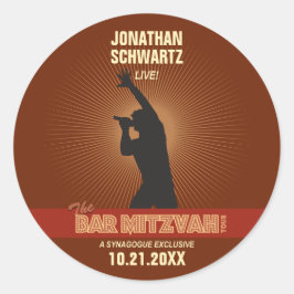 Rock Star Bar Mitzvah Aufkleber in Brown