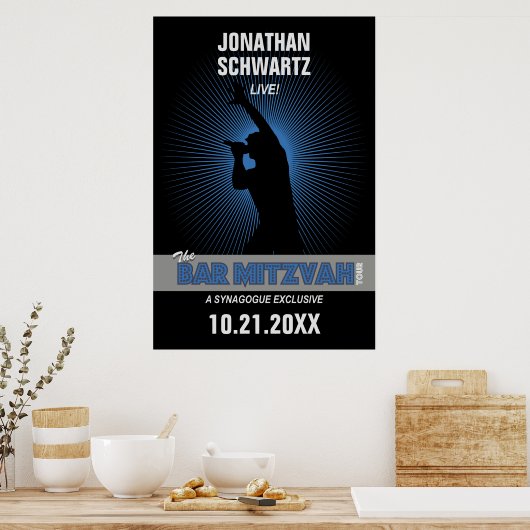 Rock Star Bar Mitzvah Poster Black Silver Blue (Küche)