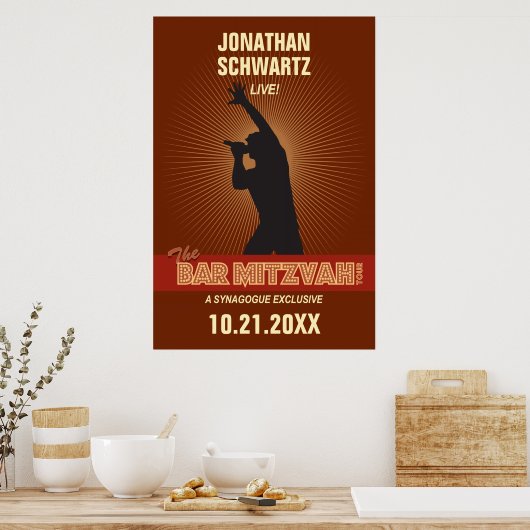 Rock Star Bar Mitzvah Poster in Brown (Küche)
