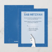 Rock Star Bar Mitzvah Repcard in Blue RSVP Karte (Vorne/Hinten)