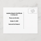 Rock Star Bar Mitzvah Save the Date in Brown Ankündigungspostkarte (Rückseite)