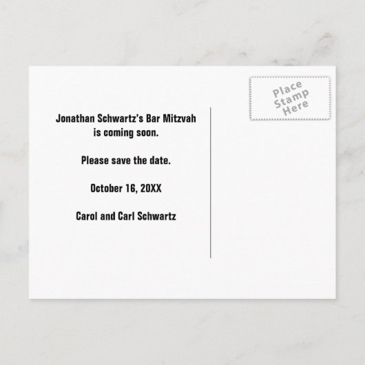 Rock Star Bar Mitzvah Save the Date in Brown Ankündigungspostkarte (Rückseite)