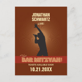 Rock Star Bar Mitzvah Save the Date in Brown Ankündigungspostkarte