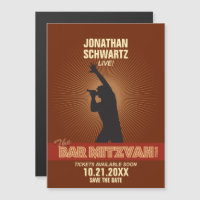 Rock Star Bar Mitzvah Save the Date in Brown