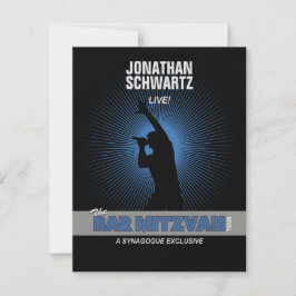 Rock Star Bar Mitzvah UAWG Reply Black Silver RSVP Karte