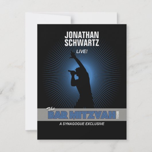 Rock Star Bar Mitzvah UAWG Reply Black Silver RSVP Karte (Vorderseite)