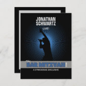 Rock Star Bar Mitzvah UAWG Reply Black Silver RSVP Karte (Vorne/Hinten)