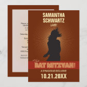 Rock Star Bat Mitzvah Einladung in Brown (Vorne/Hinten)