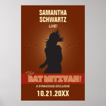 Rock Star Bat Mitzvah Poster in Brown