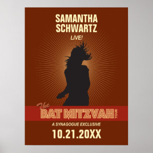 Rock Star Bat Mitzvah Poster in Brown
