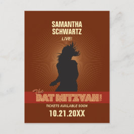Rock Star Bat Mitzvah Save the Date in Brown Ankündigungspostkarte