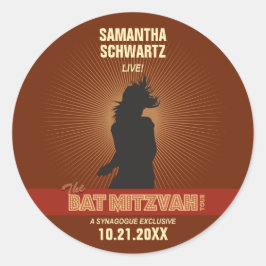 Rock Star Bat Mitzvah Sticker in Brown