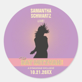 Rock Star Bat Mitzvah Sticker Lila Pink