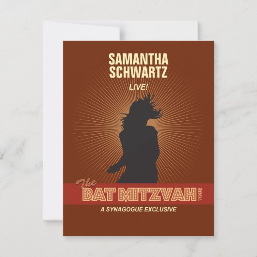 Rock Star Bat Mitzvah UAWG Repcard in Brown RSVP Karte (Vorderseite)