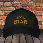 ROCK STAR bestickte Baseballkappe gold / schwarz<br><div class="desc">Bestickte Hats: Klassische,  goldfarbene/weiße Fashion-Baseballkappe mit dem Text "ROCK STAR" für die weltbesten Musikstars,  Bandspieler,  Uni-Party,  Beach Rwe/Festivalhüte</div>