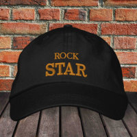 ROCK STAR bestickte Baseballkappe gold / schwarz