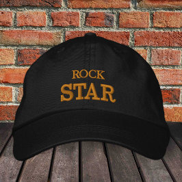 ROCK STAR bestickte Baseballkappe gold / schwarz