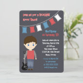 Rock Star Birthday Boy Einladung (Stehend Vorderseite)