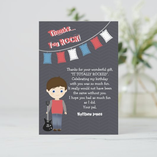 Rock Star Birthday Boy Einladung (Stehend Vorderseite)