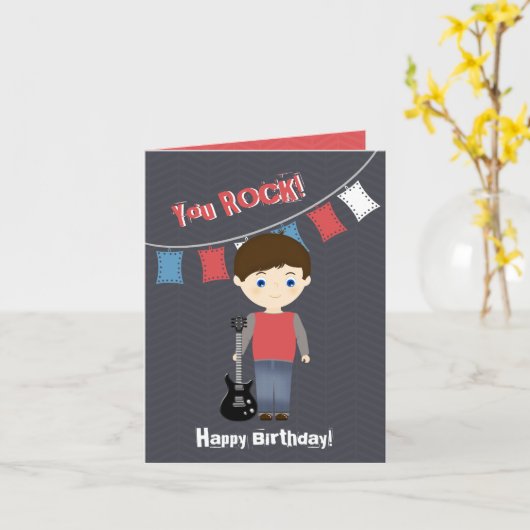 Rock Star Birthday Boy Karte (Gelbe Blume)